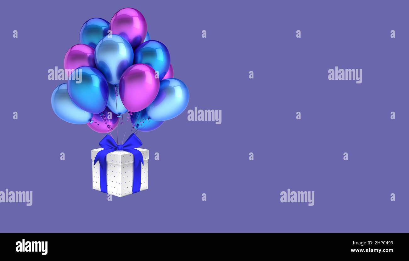 Balloons with present colour of the year 2022 background design Stock Photo