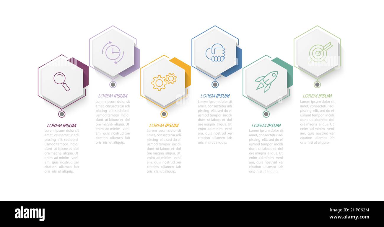 Business Infographics. 6 steps to achieve the result. Stages of ...