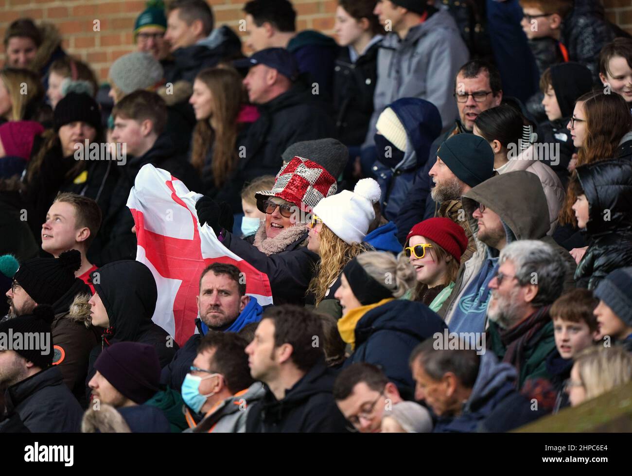 England fans in the stands during the Arnold Clark Cup match at Carrow ...
