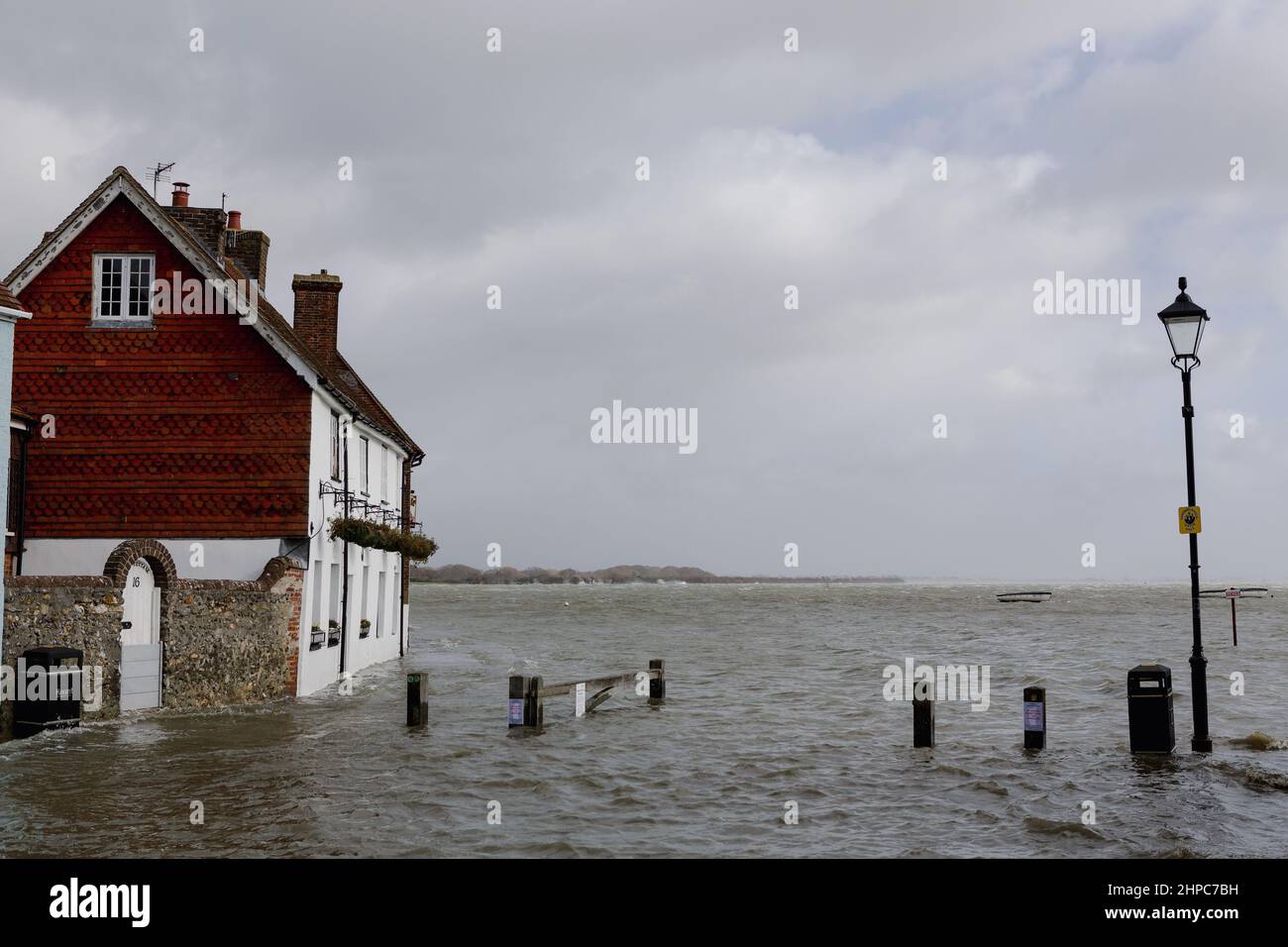 Flooding in the Havant area in the aftermath of Storm Eunice on the 18th February 2022. Stock Photo