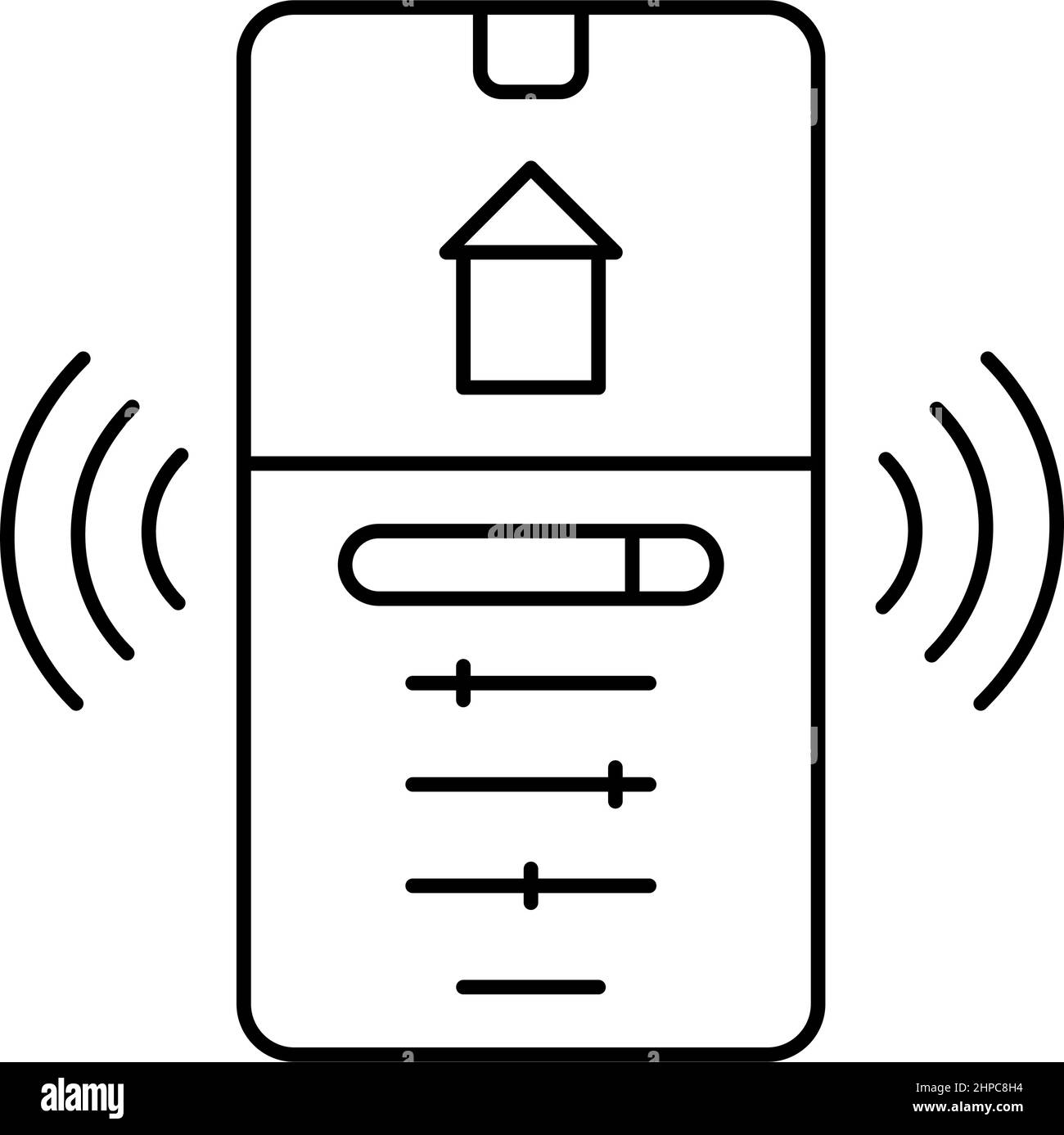 mobile application for control and setting smart home line icon vector ...