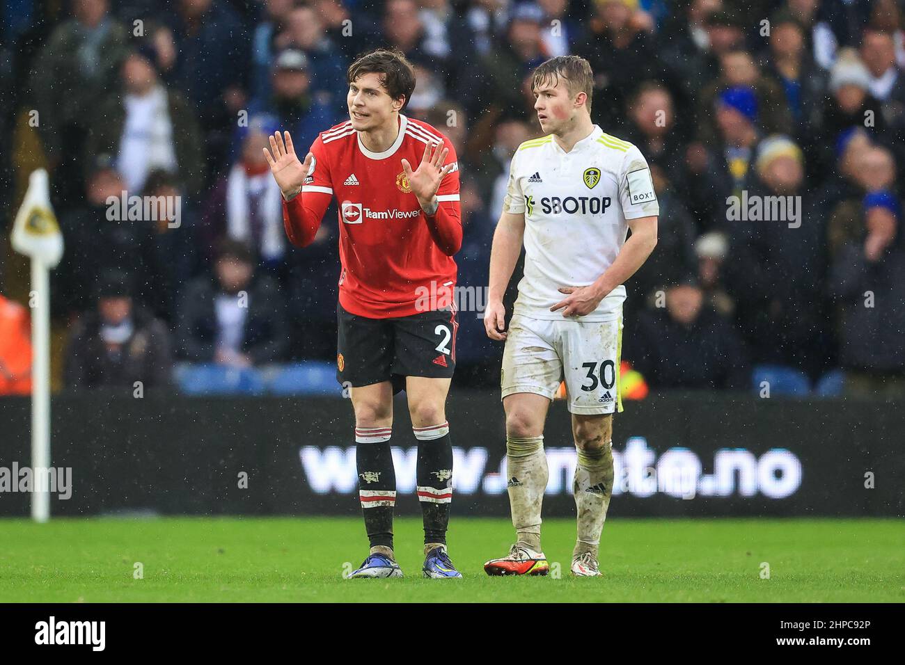 Victor Lindelof #2 of Manchester United reacts during the game Stock Photo