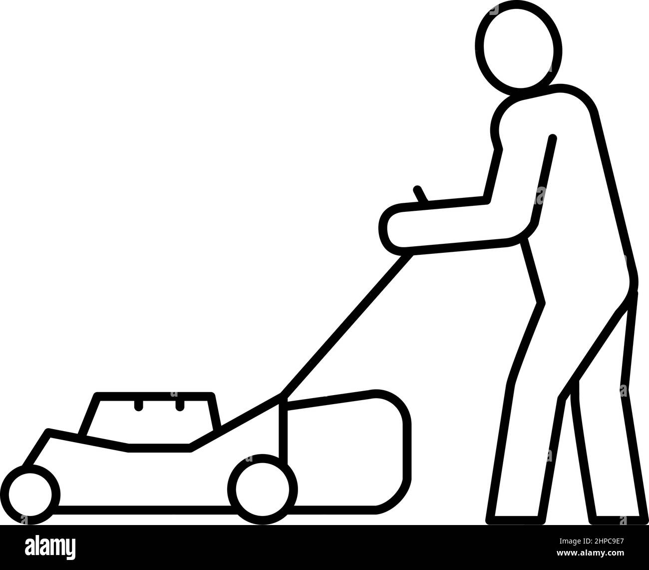 gardener with lawn mower line icon vector illustration Stock Vector Image & Art Alamy
