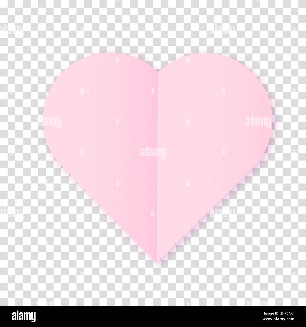 The concept of a love heart in pink with a shadow on a transparent ...