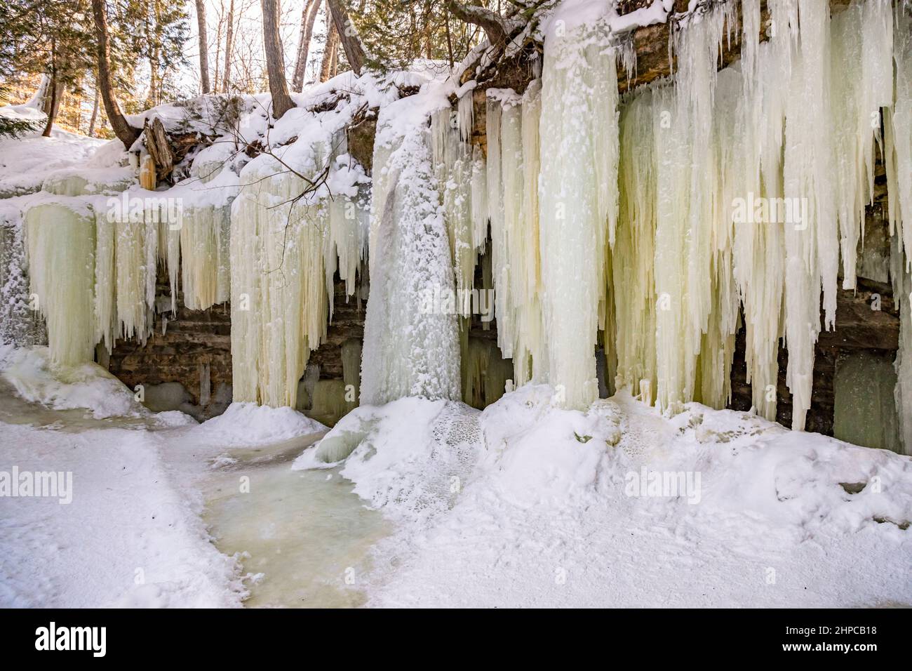 Eben Junction, Michigan - The Eben Ice Caves, also known as the Rock River Canyon Ice Caves. The caves are located in the Rock River Canyon Wilderness Stock Photo