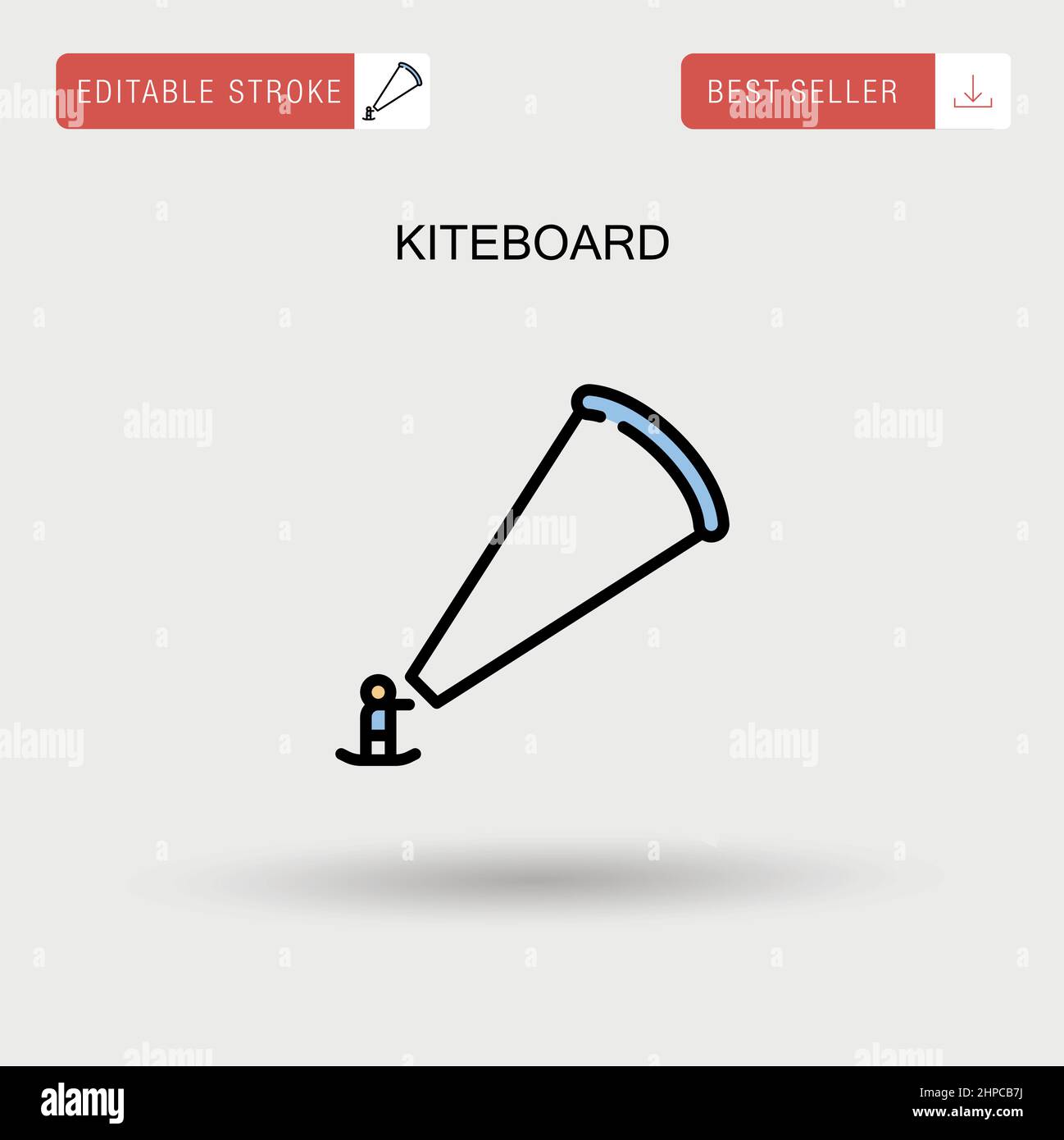 Kiteboard Simple vector icon. Stock Vector
