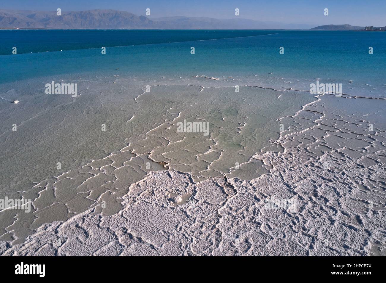 Unique patterns of the Dead sea, Israel. Aerial photography Stock Photo