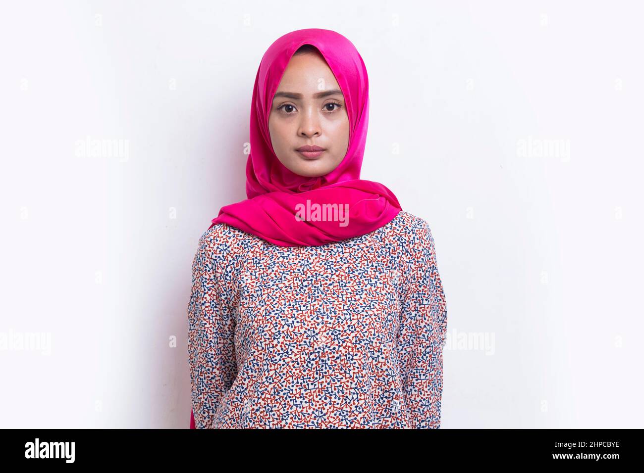 portrait model of young beautiful muslim woman wearing hijab isolated ...