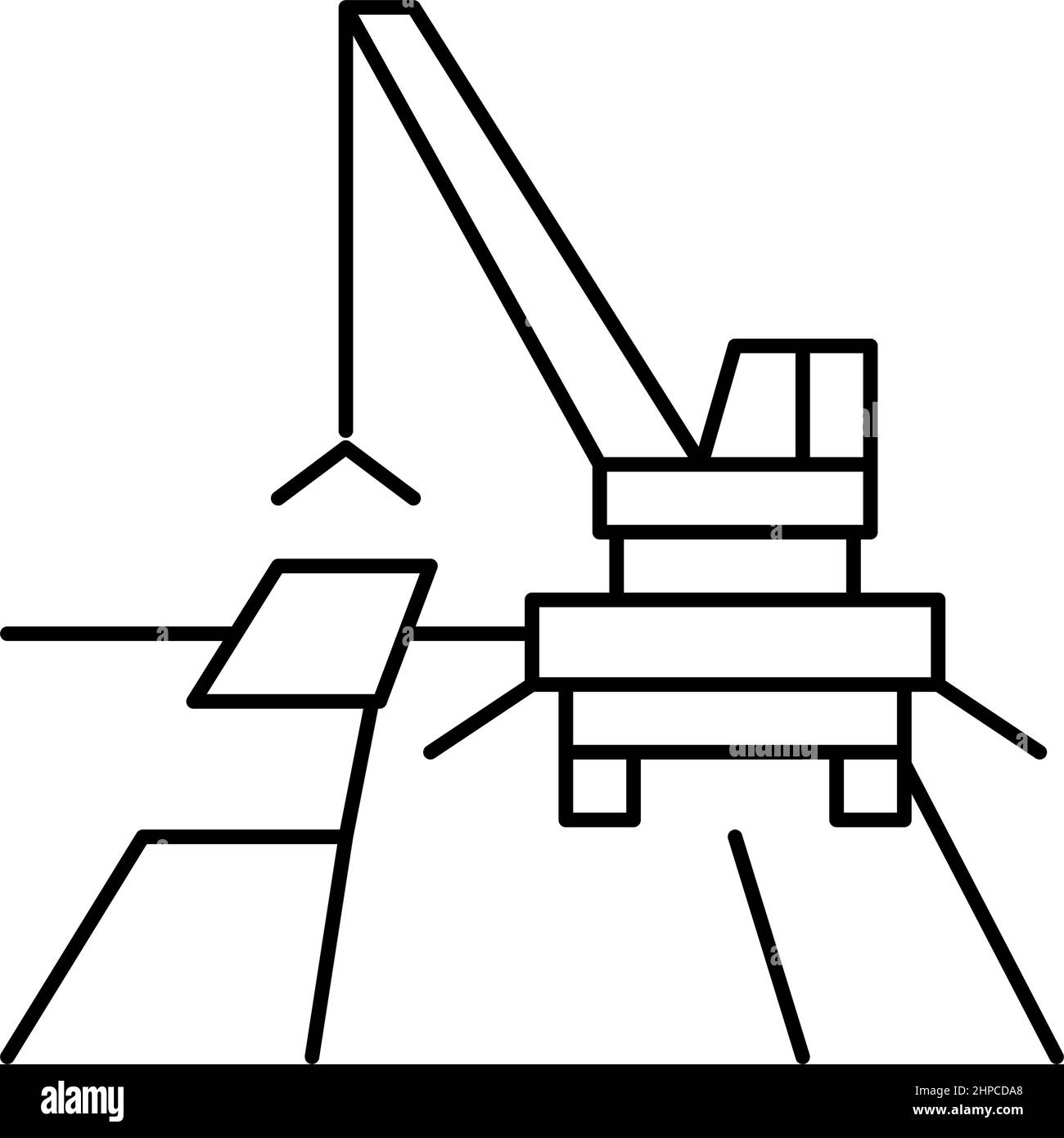 crane road construction line icon vector illustration Stock Vector ...