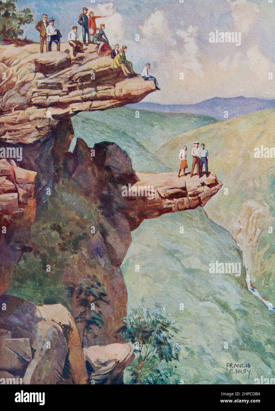 View of an outcrop of granite among the Grampian Mountains, Victoria, Australia.  From The Wonder Book of Science, published 1930's. Stock Photo