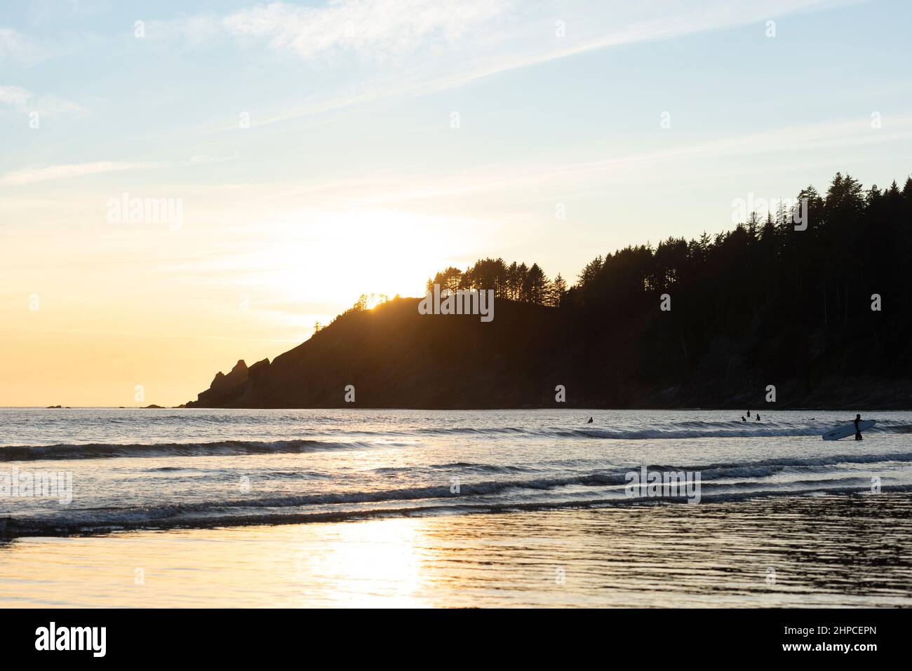 Sunset at Short Sands beach on the Oregon coast Stock Photo