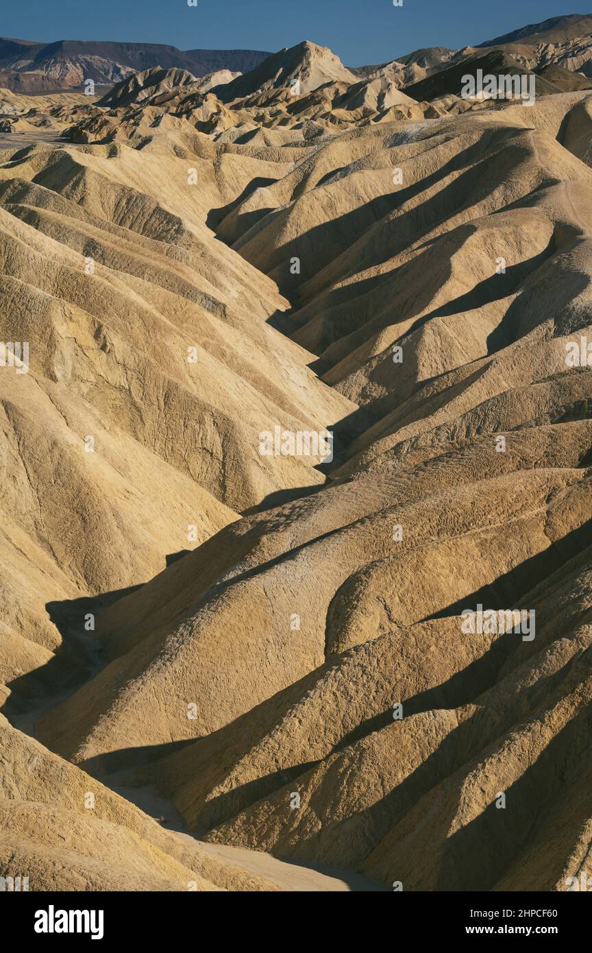 Light and texture at Zabriskie Point in Death Valley National Park Stock Photo