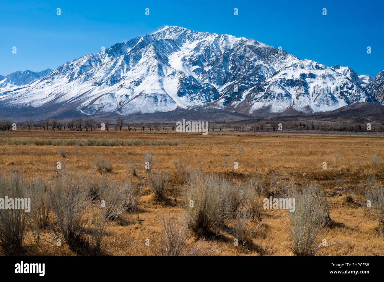 Eastern Sierra Mountains Covered in Snow Stock Photo