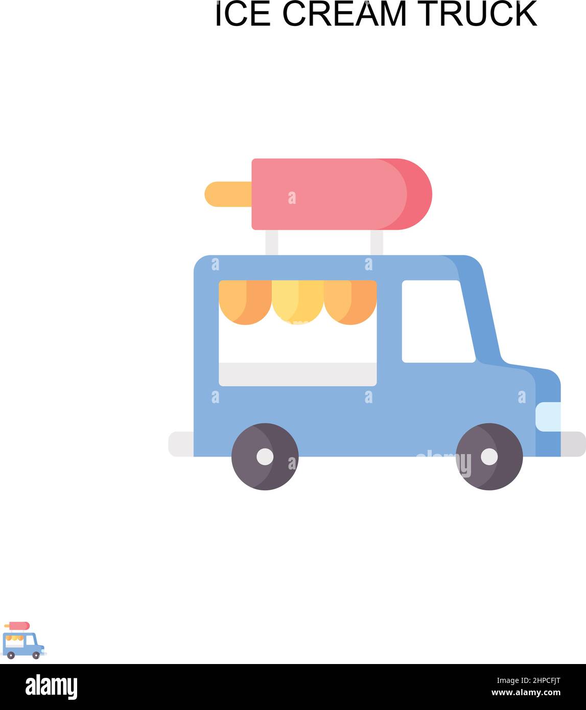 Ice cream truck Simple vector icon. Illustration symbol design template for web mobile UI element. Stock Vector