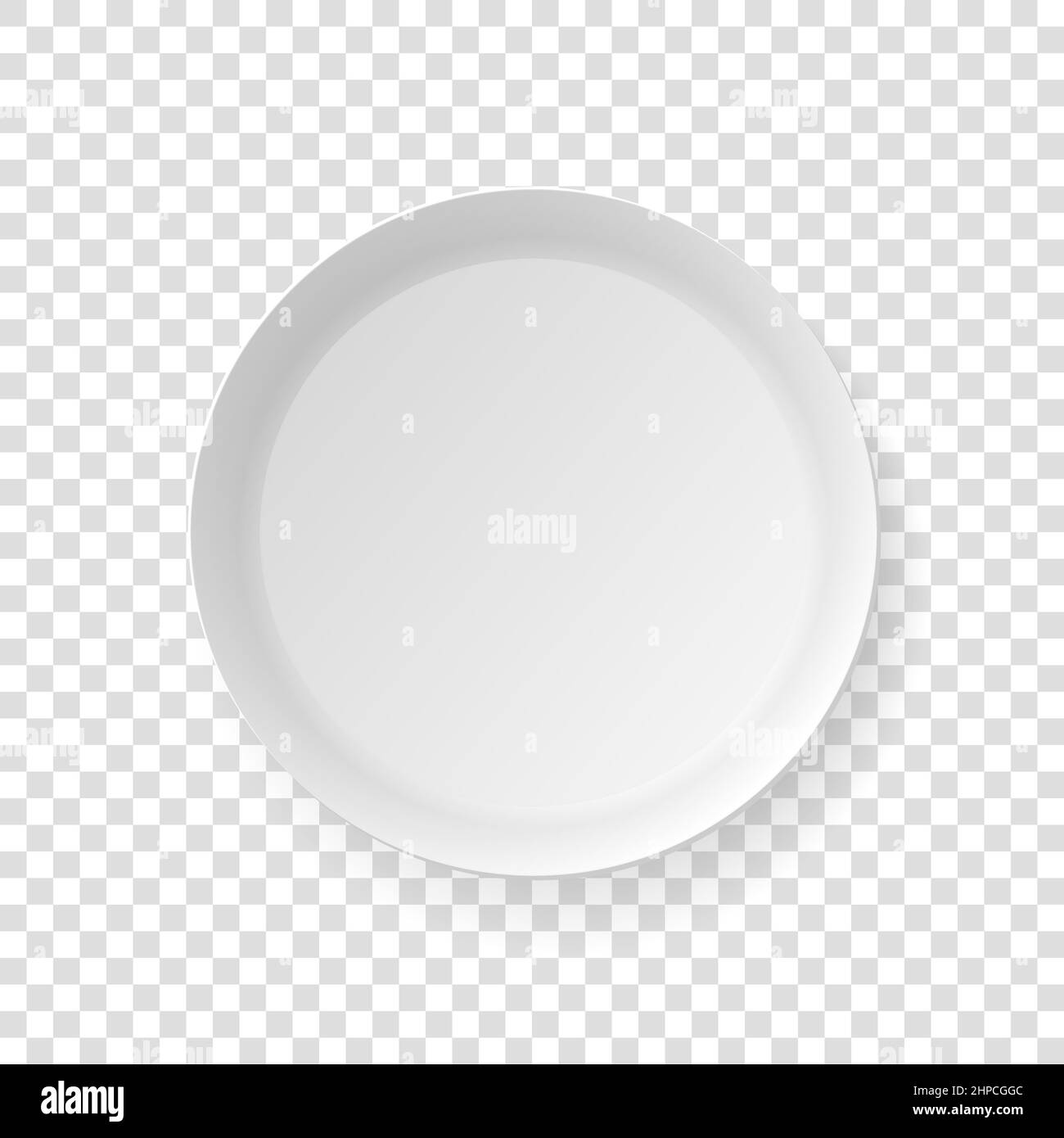 White dish plate isolated on transparent backdrop Stock Vector