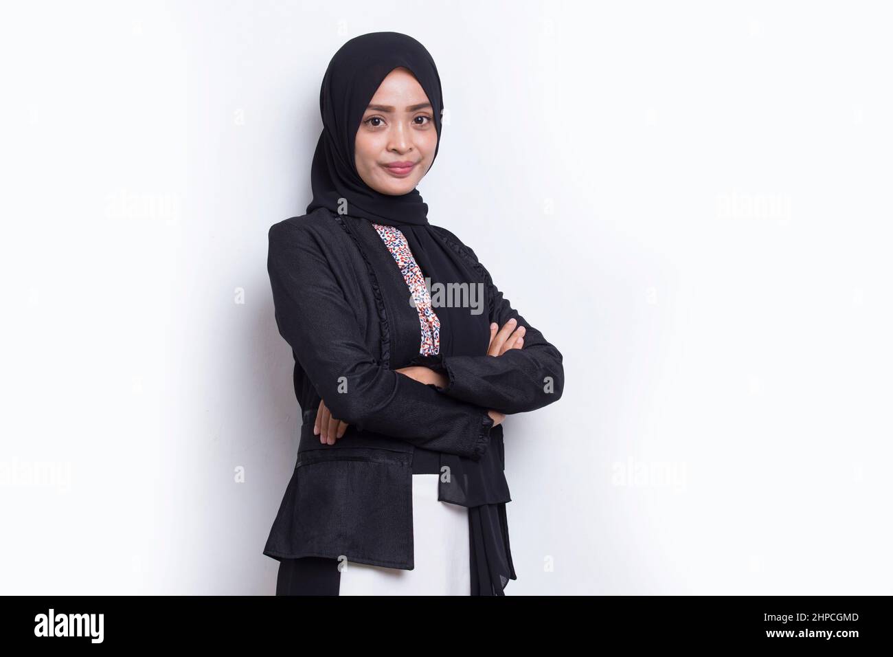 portrait model of young beautiful muslim woman wearing hijab isolated ...