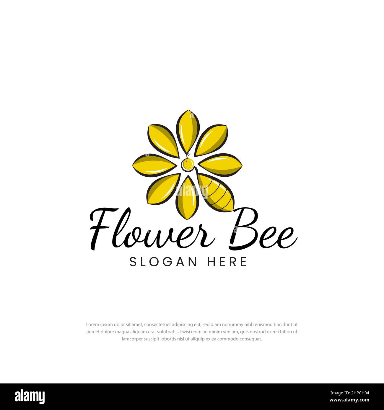 Creative yellow abstract bee flower logo Stock Vector