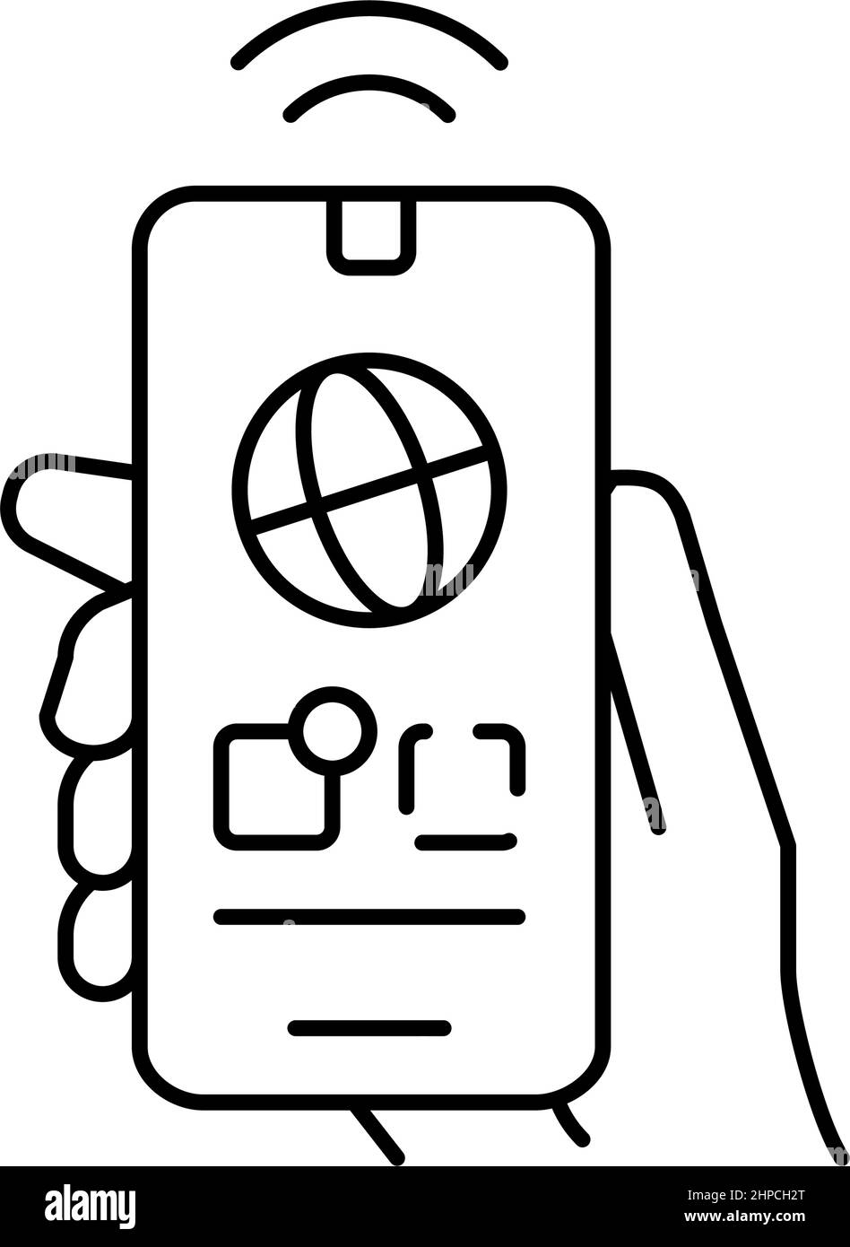 internet communication mobile app line icon vector illustration Stock ...