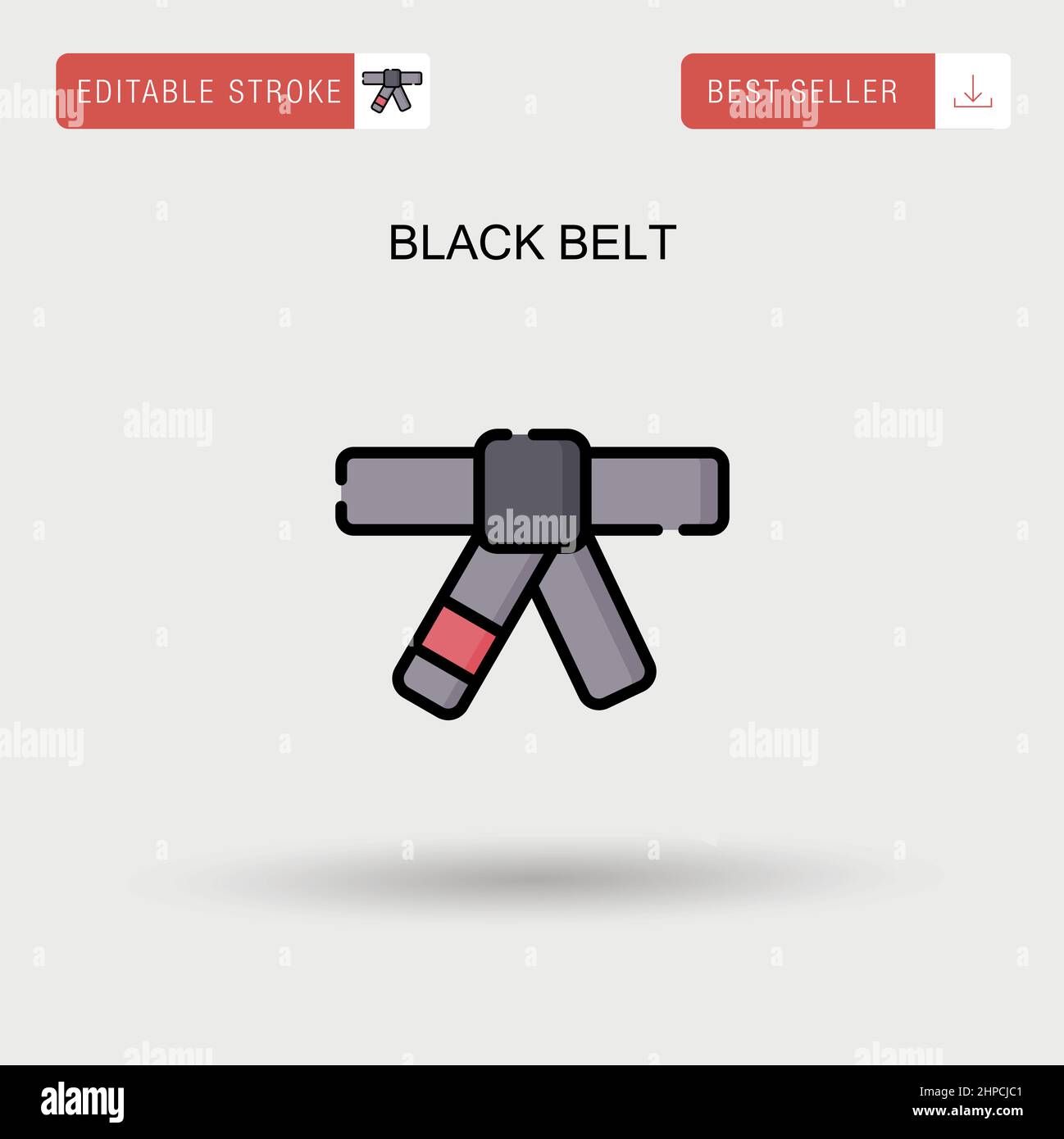 Black belt Simple vector icon. Stock Vector