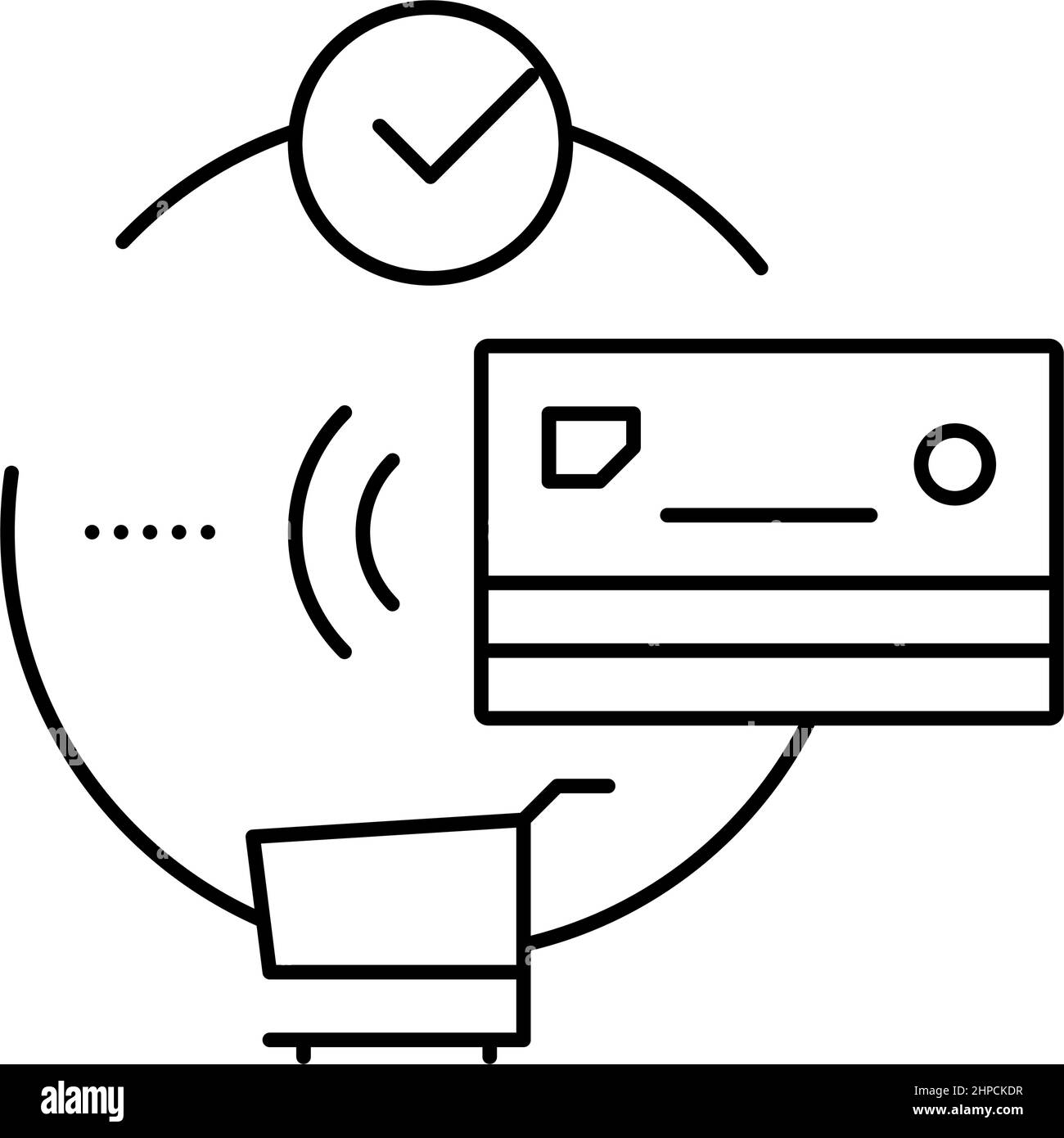 contactless payment with credit card line icon vector illustration ...