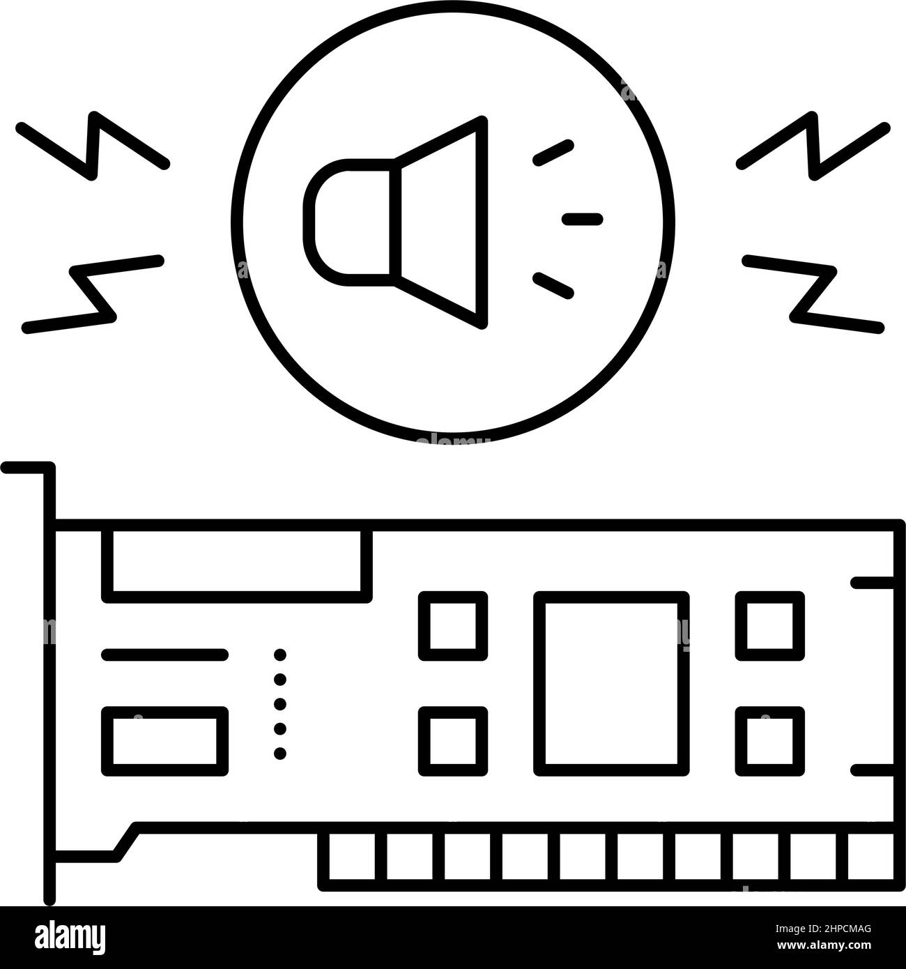 audio card computer component line icon vector illustration Stock ...