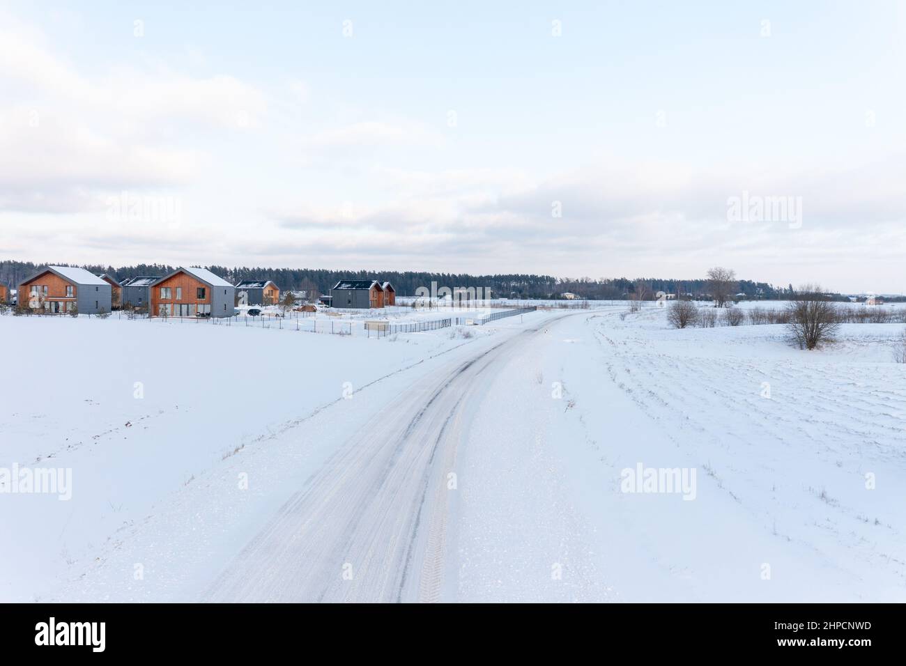 Calm Winter Road Covered in Snow. High quality photo Stock Photo