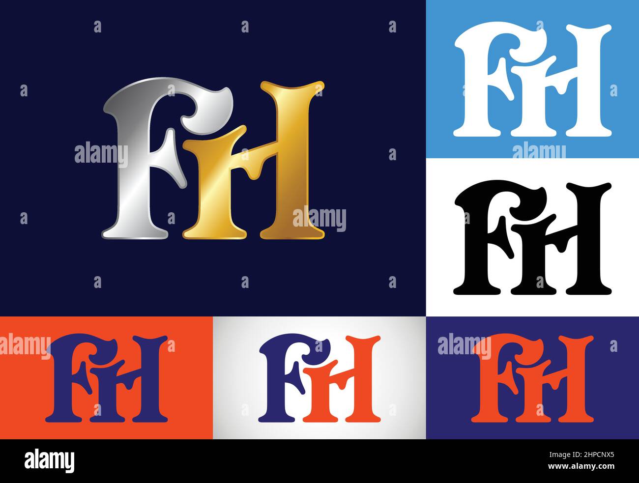 Initial Monogram Letter F H Logo Design Vector Template. FH Letter Logo ...