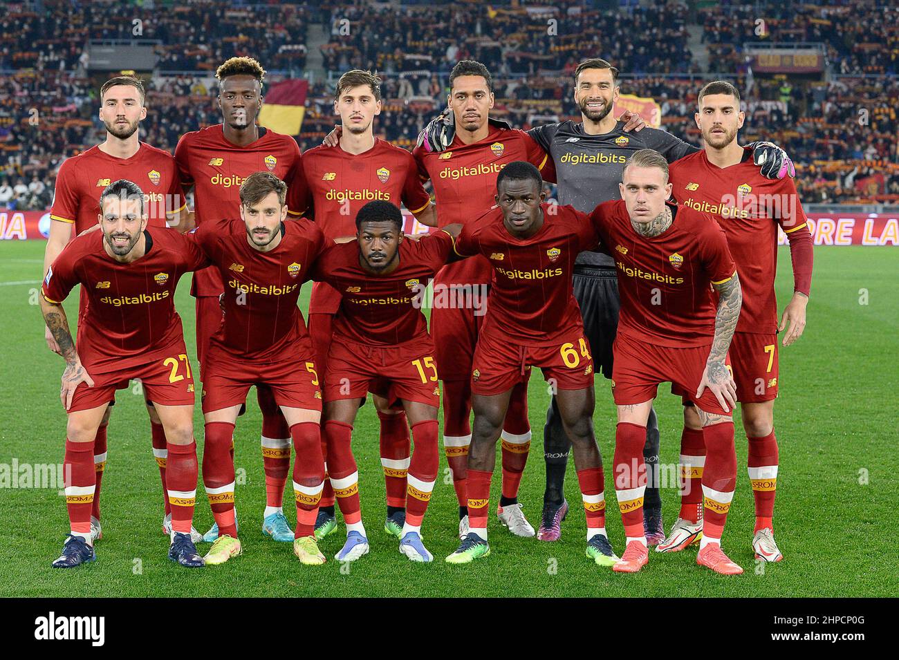 Italy, 19th February 2022, the starting line up of AS Roma during ...