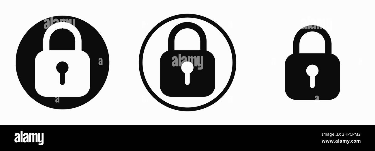 Padlock lock icon set. Vector clipart illustration on isolated white ...