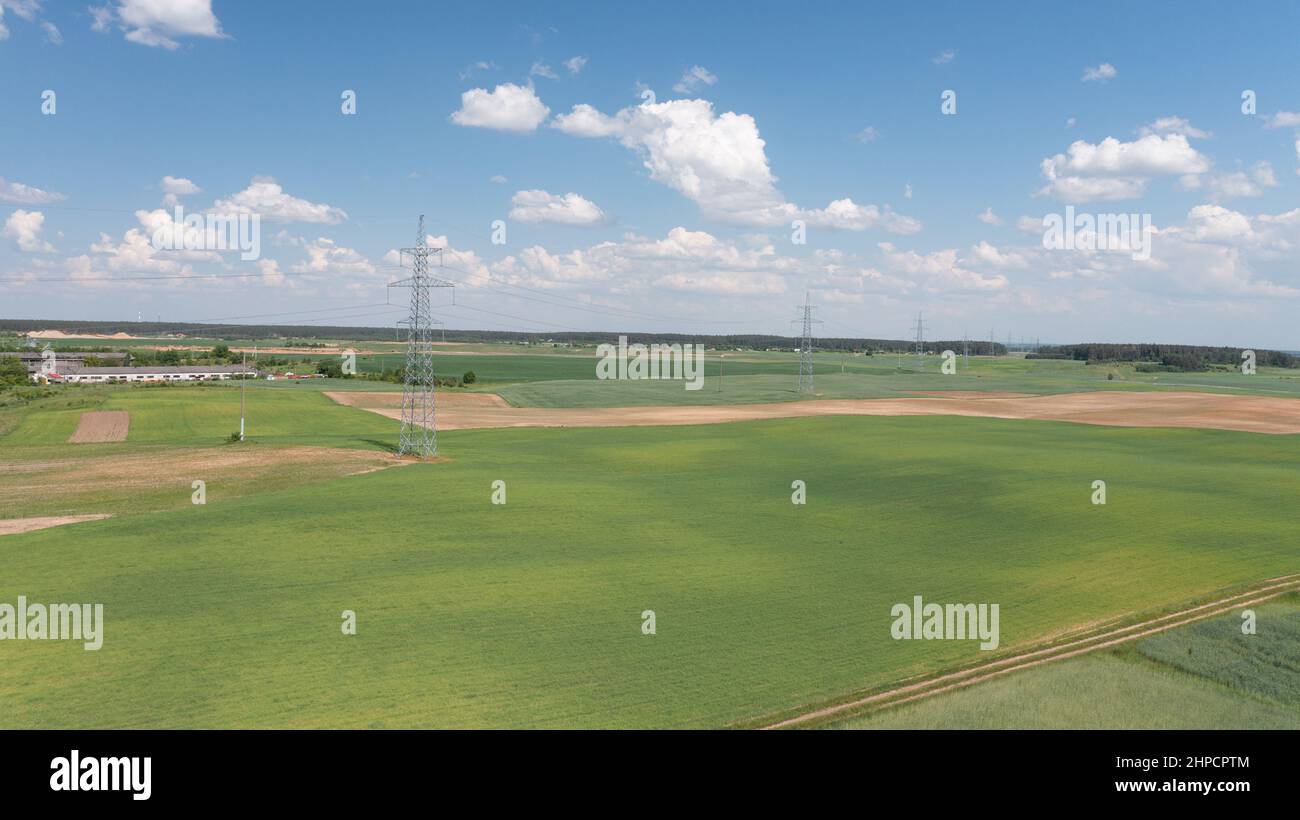 High Voltage Tower Electricity Pylon. High-quality photo Stock Photo