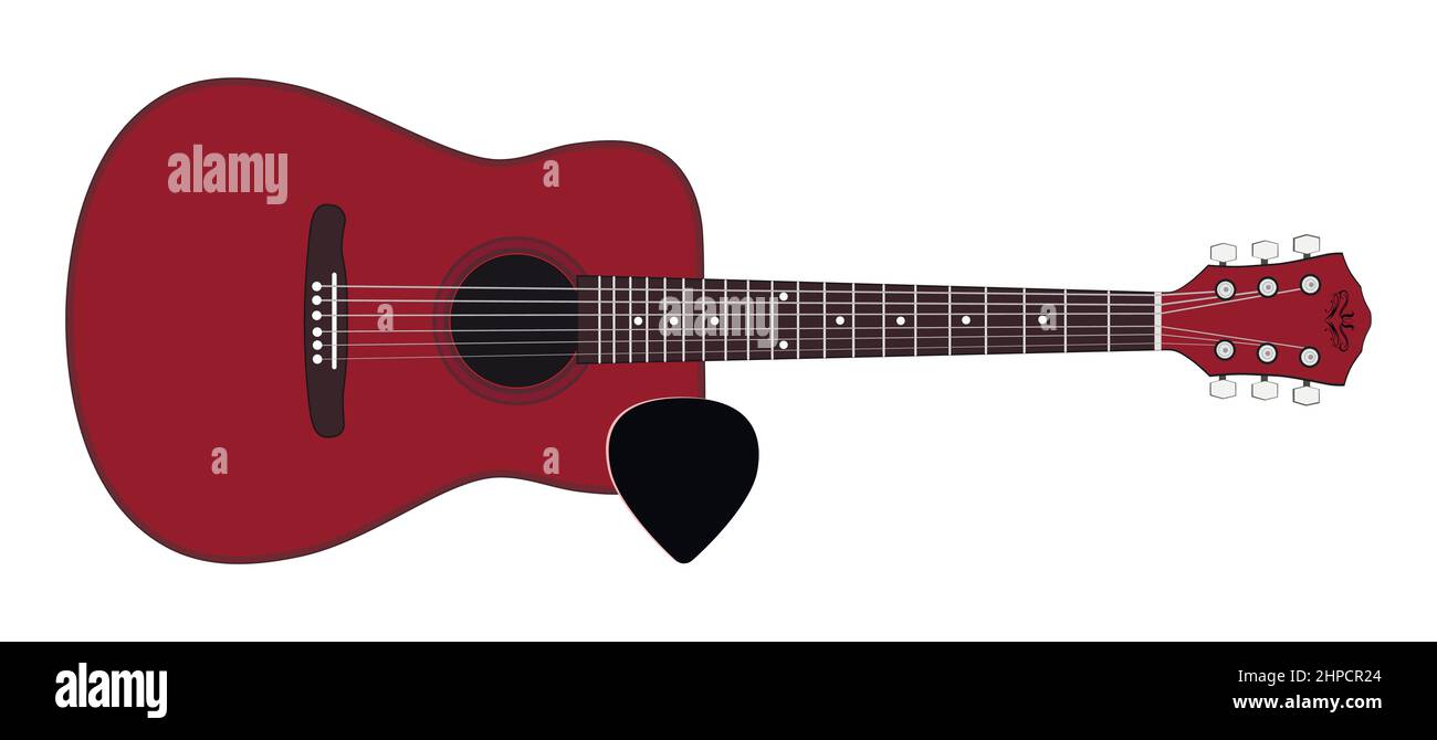 Acoustic guitar on a white background, pick, vector Stock Vector