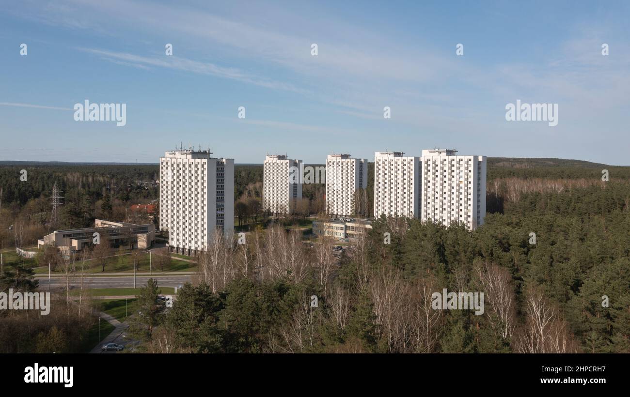 Student Campus with Modern Tall Buildings Surrounded by Parks Stock ...