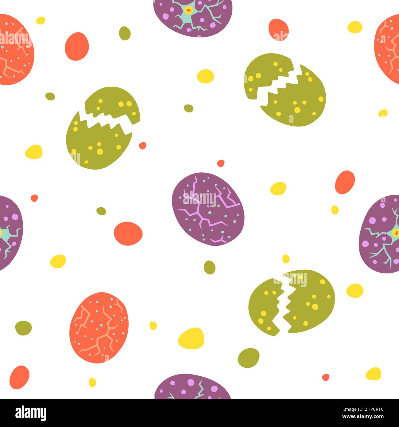 Colorful dinosaur eggs. Vector seamless pattern Stock Vector