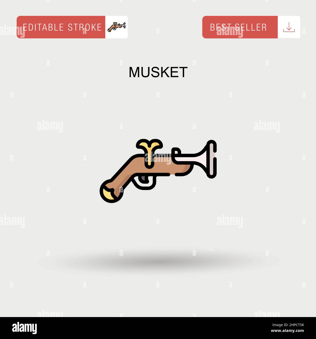 Musket Simple vector icon. Stock Vector
