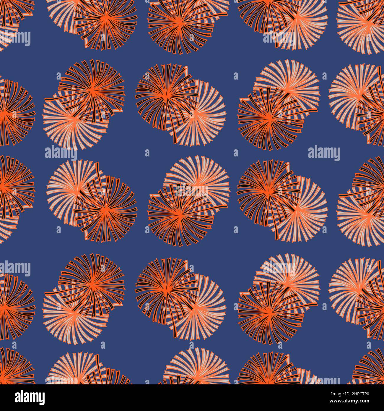 Palm Fan Pattern Fan palm leaves seamless pattern on. Vintage tropical foliage in ...