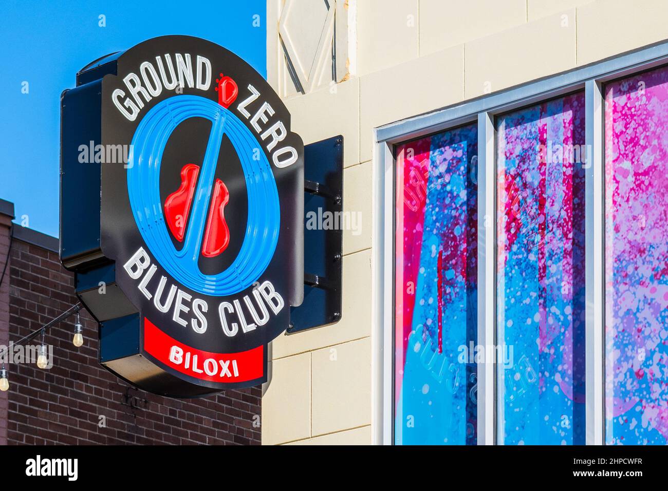 Ground Zero Blues Club, co-owned by actor Morgan Freeman, opened its second location in Feb.2022 on historic Howard Ave in Biloxi, Mississippi, USA. Stock Photo