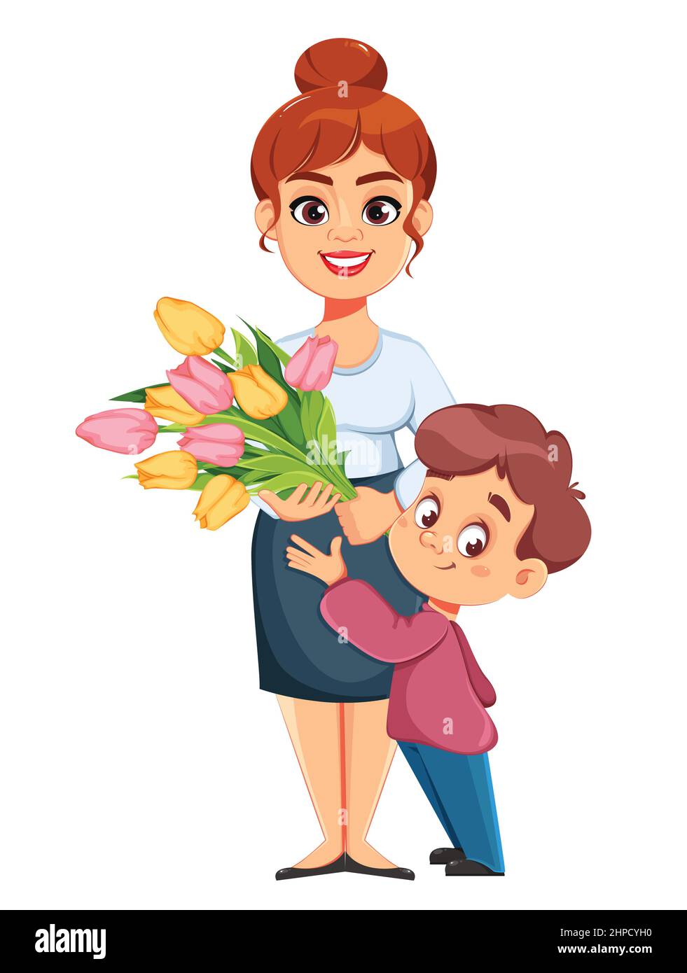 Happy Women's day. Cute boy giving a bouquet of tulips to his mother. Son presenting flowers to his mom, cartoon characters. Stock vector illustration Stock Vector Image & Art - Alamy Happy Women's day. Cute boy giving a bouquet of tulips to his mother. Son presenting flowers to his mom, cartoon characters. Stock vector illustration Stock Vector Image & Art - Alamy