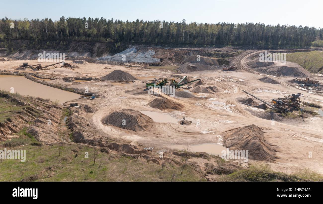 Gravel and sand open pit mining Stock Photo