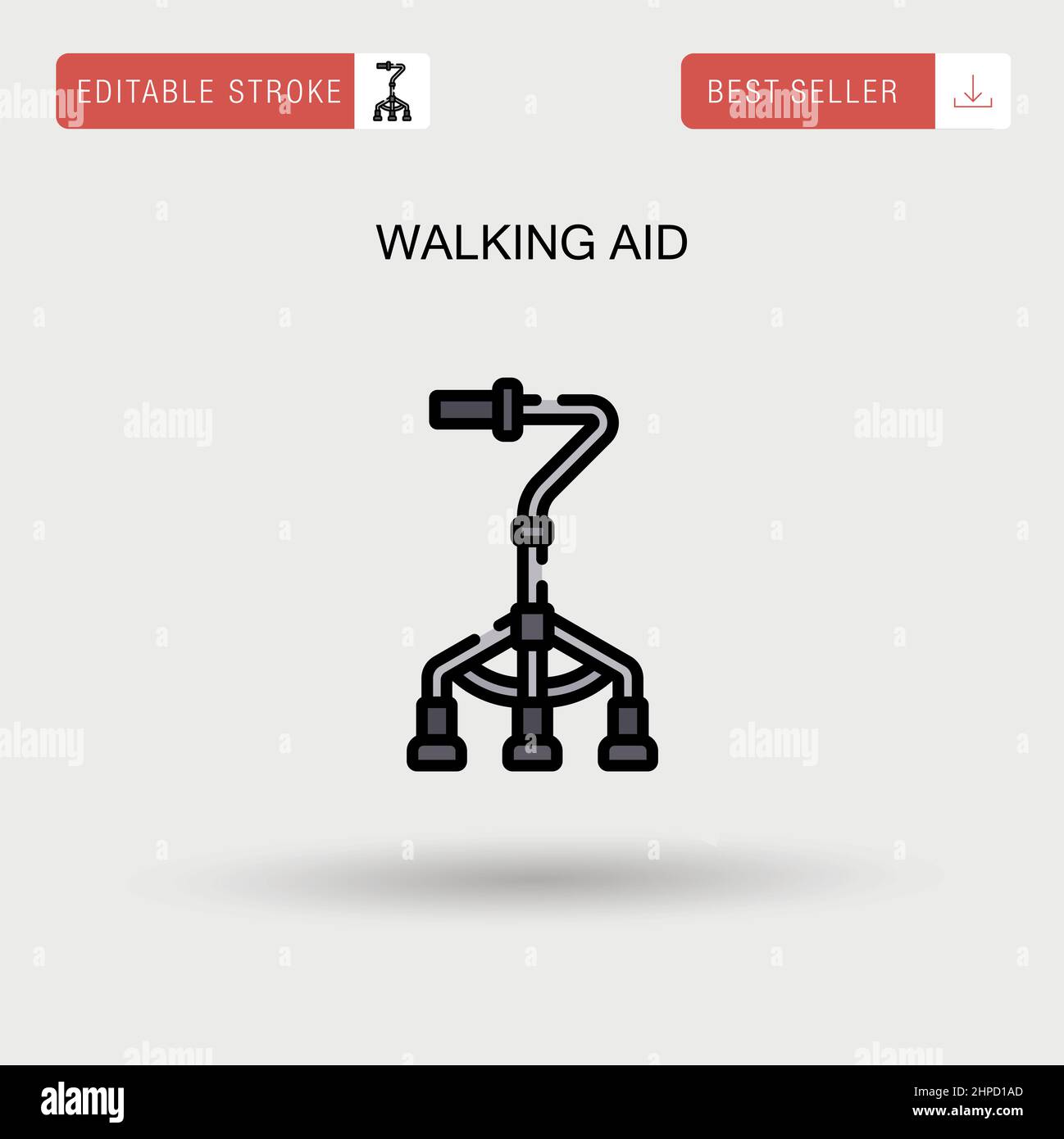 Walking aid Simple vector icon. Stock Vector