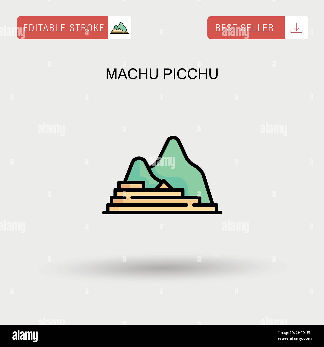 Machu picchu Simple vector icon. Stock Vector