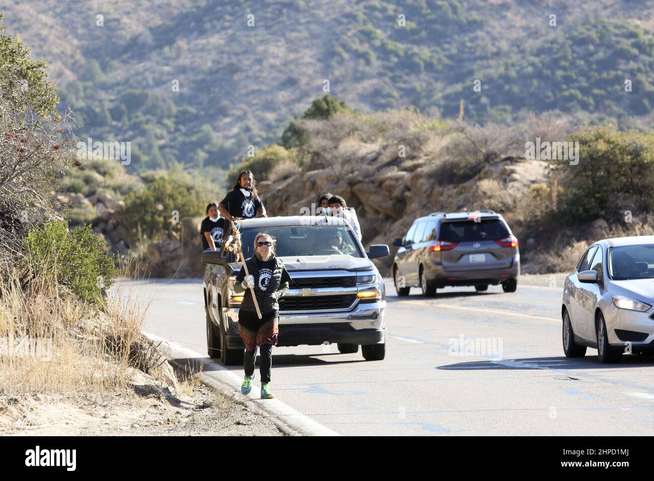 Arizona, USA, February 19, 2022, A runner participating in the 13mile
