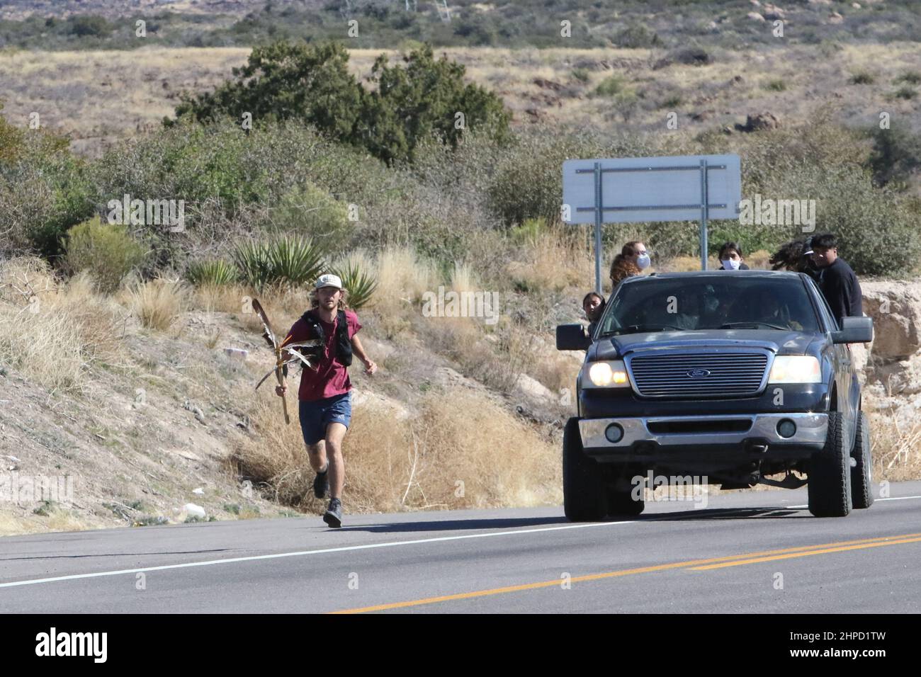 Arizona, USA, February 19, 2022, The last runner participating in the