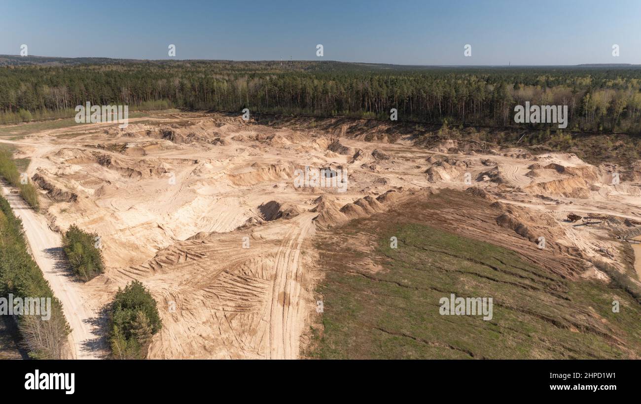 Gravel and sand open pit mining Stock Photo