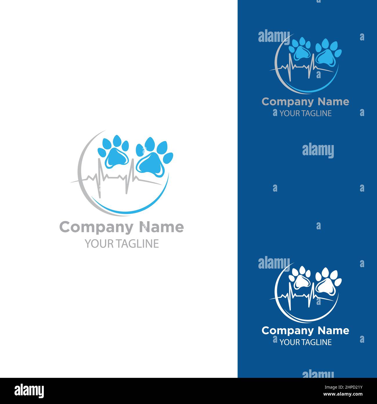 Veterinary clinic logo with dog and cat print, isolated vector logo template.EPS 10 Stock Vector
