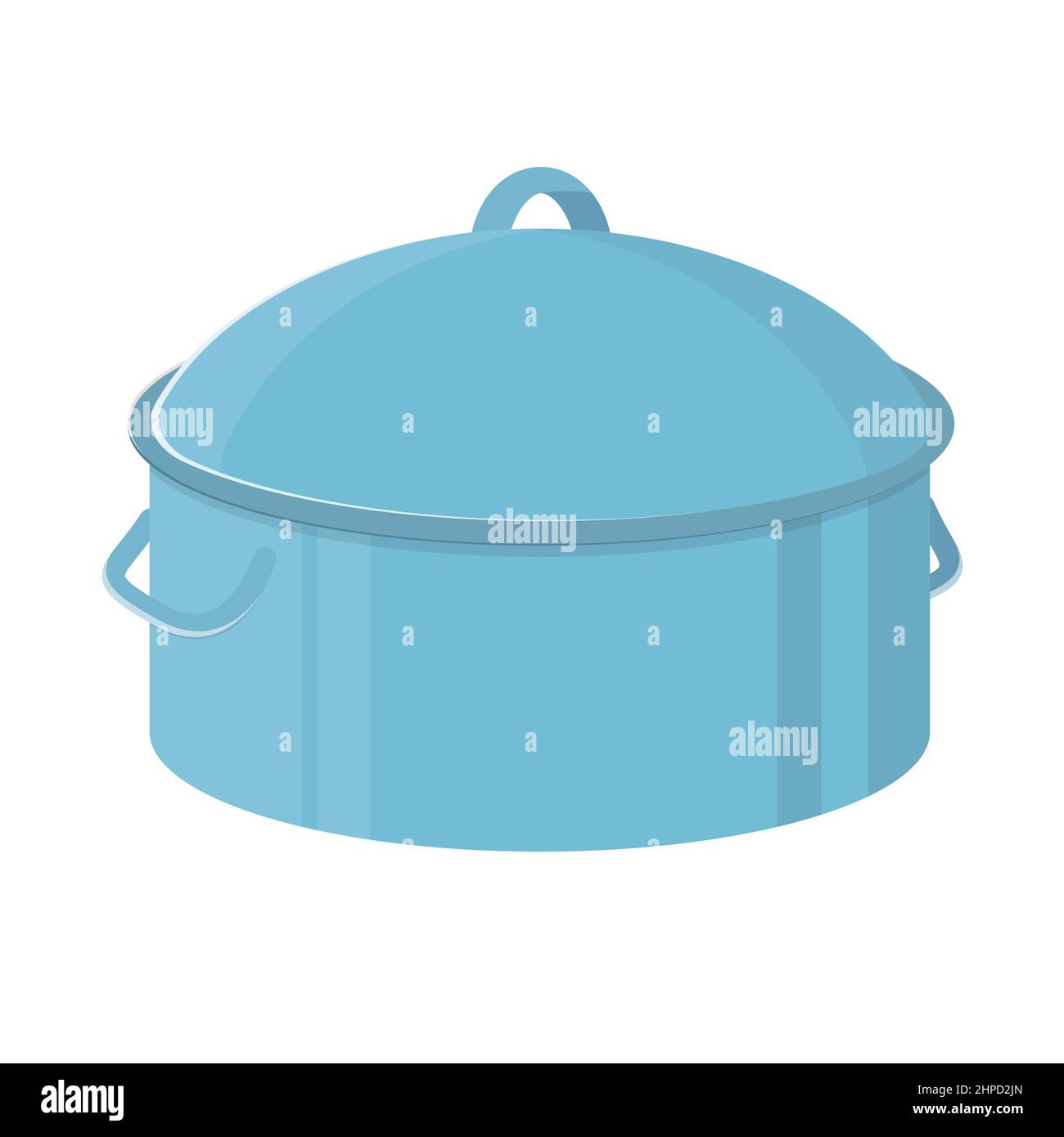 Blue kitchen pot, icon illustration, vector on white background. Kitchenware. Cooking concept Stock Vector