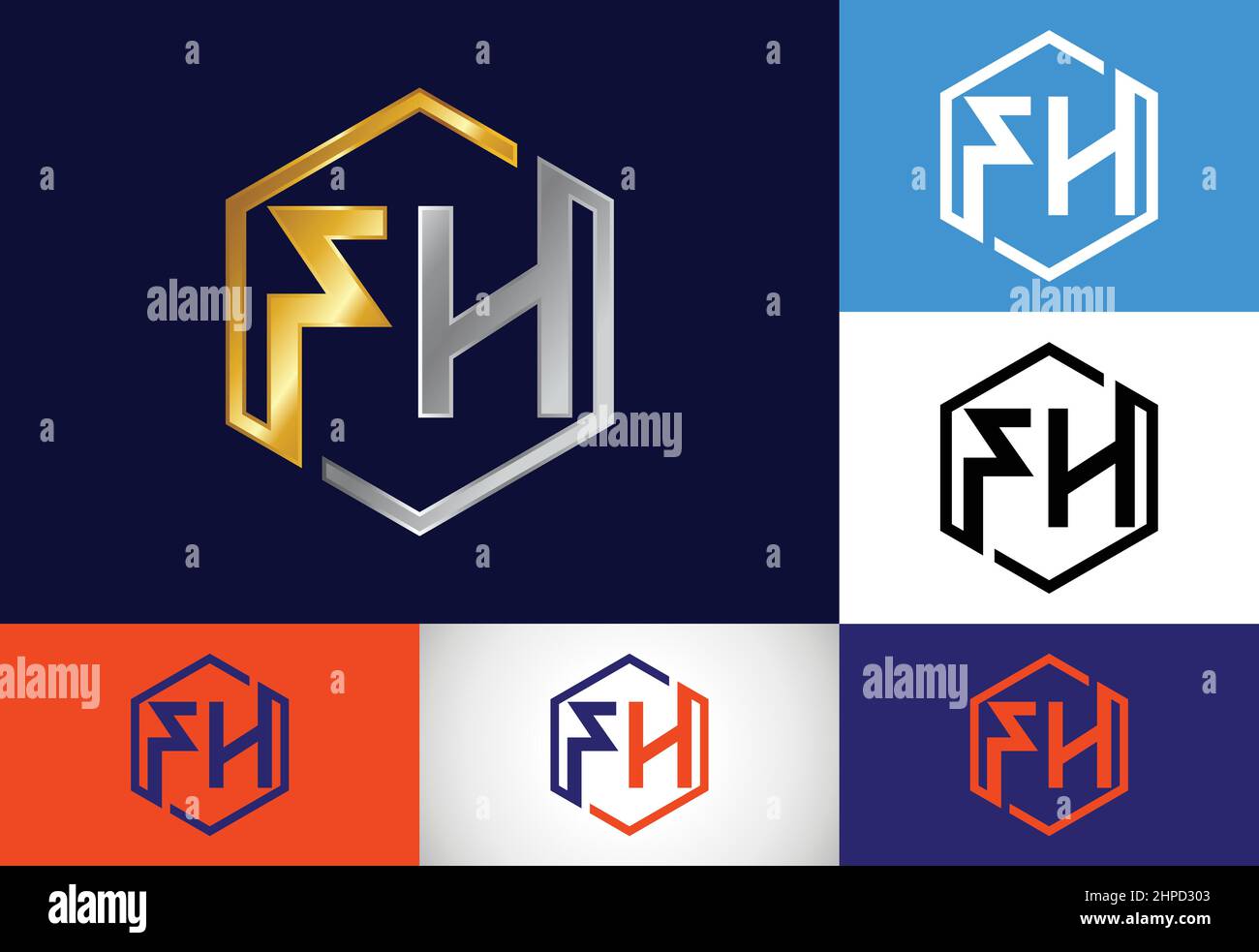 Initial Monogram Letter F H Logo Design Vector Template. FH Letter Logo ...