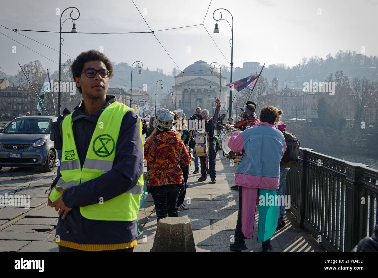 Turin, Italy. 20th Feb, 2022. Activists of Extinction Rebellion protest to denounce the inertia of the Piedmont Region towards the climate crisis. Credit: MLBARIONA/Alamy Live News Stock Photo