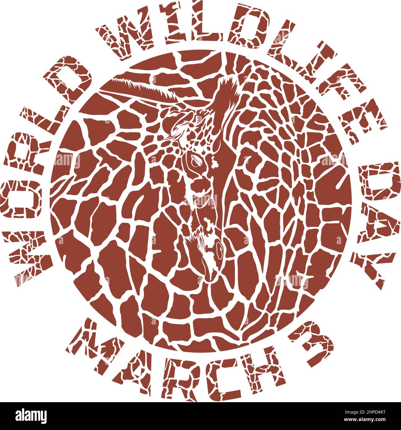 World Wildlife Day with giraffes background Stock Vector