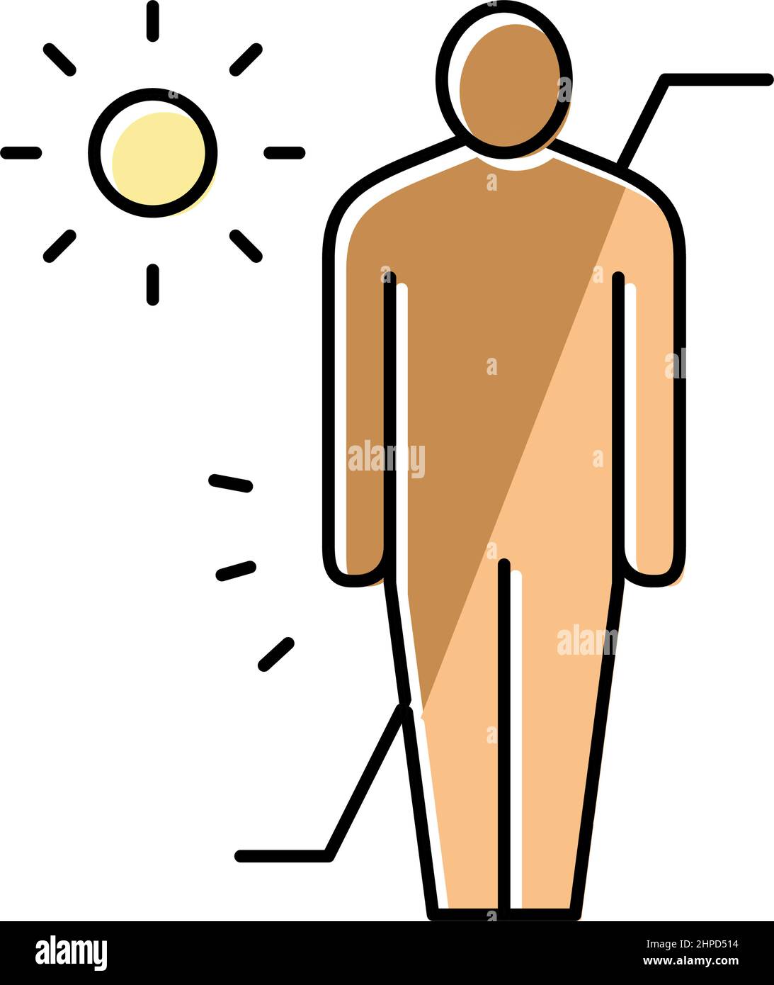 skin before and after tanning color icon vector illustration Stock Vector