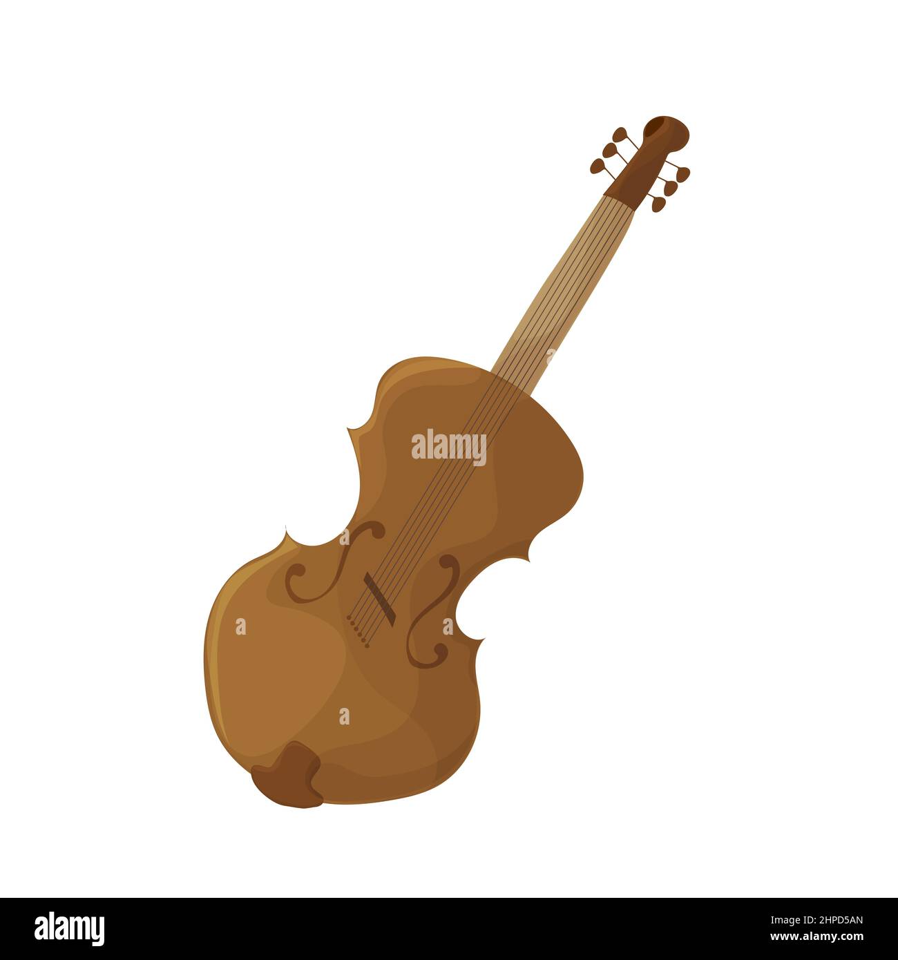 Contrabass or violin. Stringed musical instruments. Illustration ...